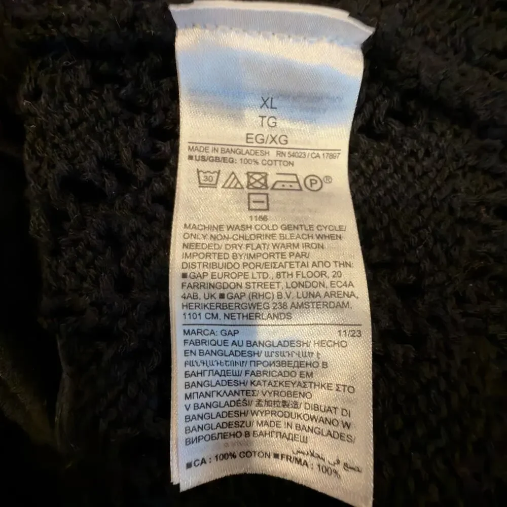 NWOT Gap Crochet pull-on Midi Skirt Black Womens XL 100Cotton plus 16-18